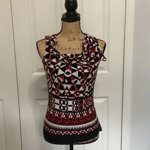 Calvin Klein Red and Black Geometric Tank Top